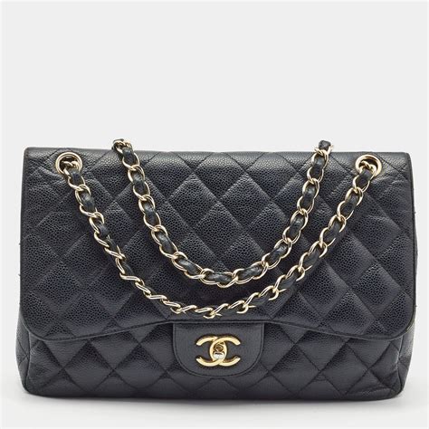 chanel black caviar jumbo bag|Chanel Black Quilted Caviar Jumbo Timeless Classic Double .